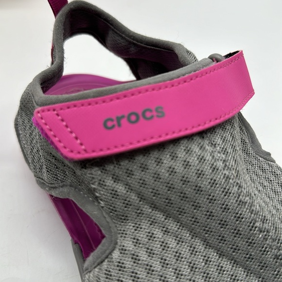 CROCS Gray Pink Sandals Covered Toe Shoes Size 11 CR6912D - Picture 6 of 7